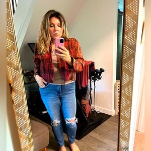 Vintage Plaid cropped boho jacket